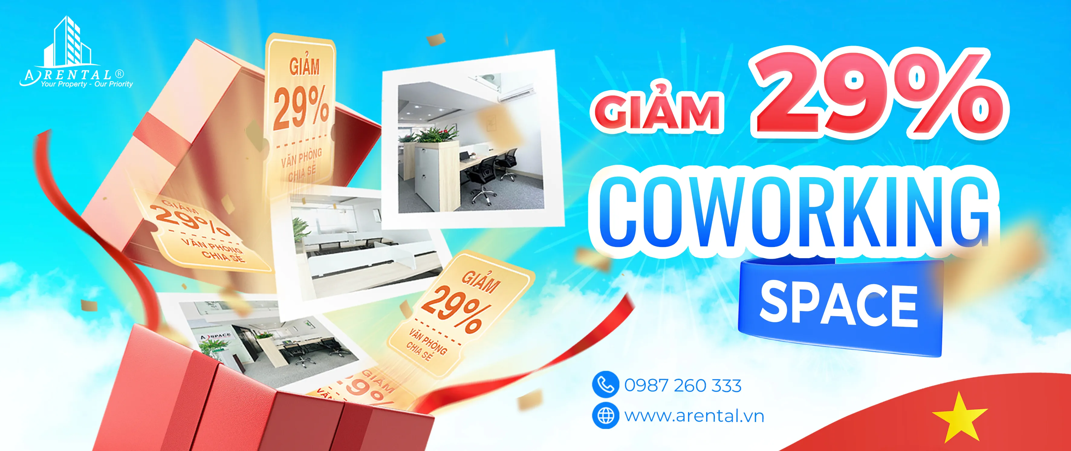 Banner Chương Trình Ưu Đãi Dịch Vụ Coworking Space Nhân Dịp Lễ 2/9