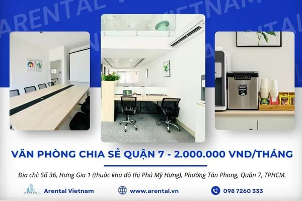 Thuê văn phòng chia sẻ Quận 7 chỉ từ 70k/ngày
