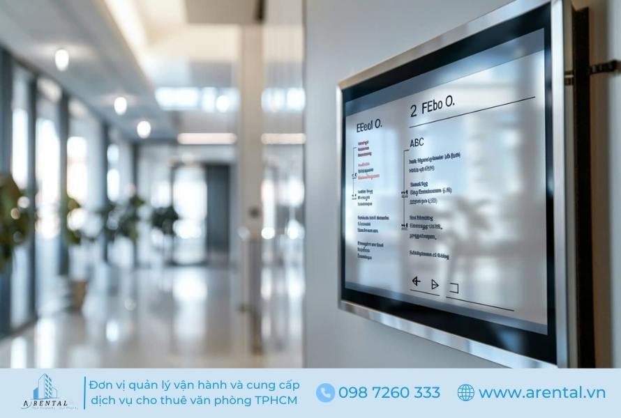 Bảng hiệu chỉ dẫn tại tòa nhà văn phòng.