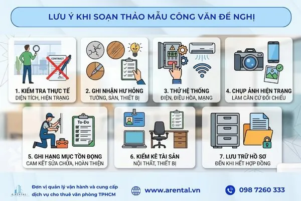 Các lưu ý quan trọng khi lập biên bản bàn giao mặt bằng cho thuê văn phòng.