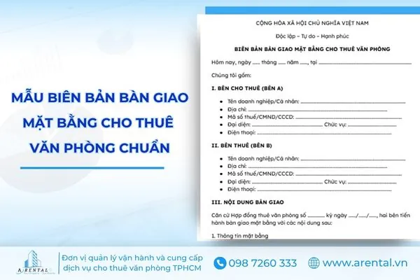 Mẫu biên bản bàn giao mặt bằng cho thuê văn phòng.