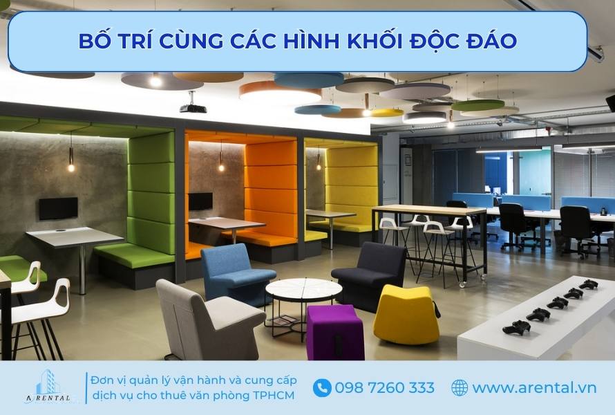 Bố trí văn phòng làm việc cùng các hình khối độc đáo.