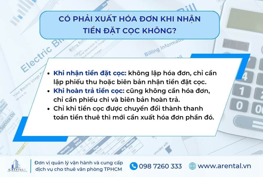 3 trường hợp quy định xuất hóa đơn khi nhận tiền đặt cọc.
