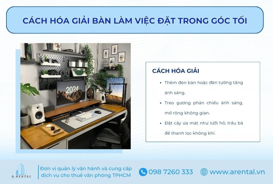 Cách hóa giải bàn làm việc đặt trong góc tối.