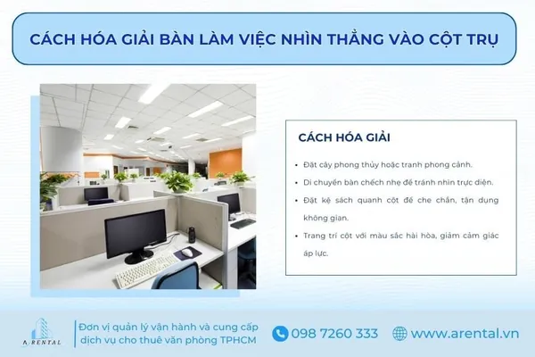 Cách hóa giải bàn làm việc nhìn thẳng vào cột trụ.
