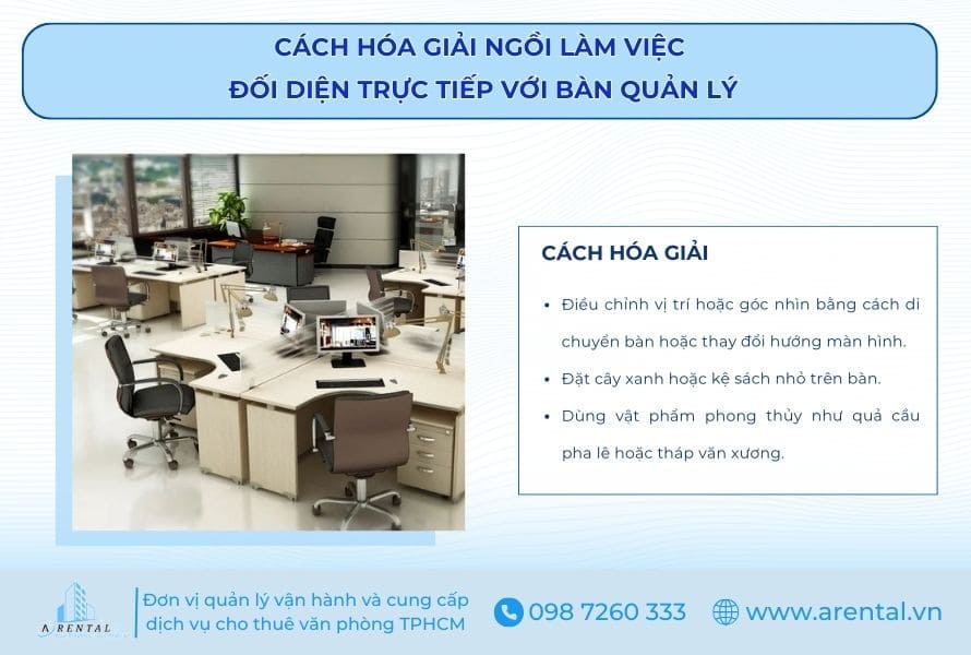 Cách hóa giải ngồi làm việc đối diện trực tiếp với bàn quản lý.