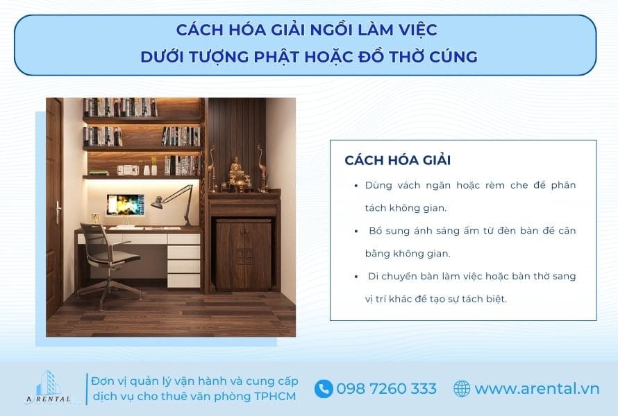 Cách hóa giải ngồi làm việc dưới tượng phật hoặc đồ thờ cúng.