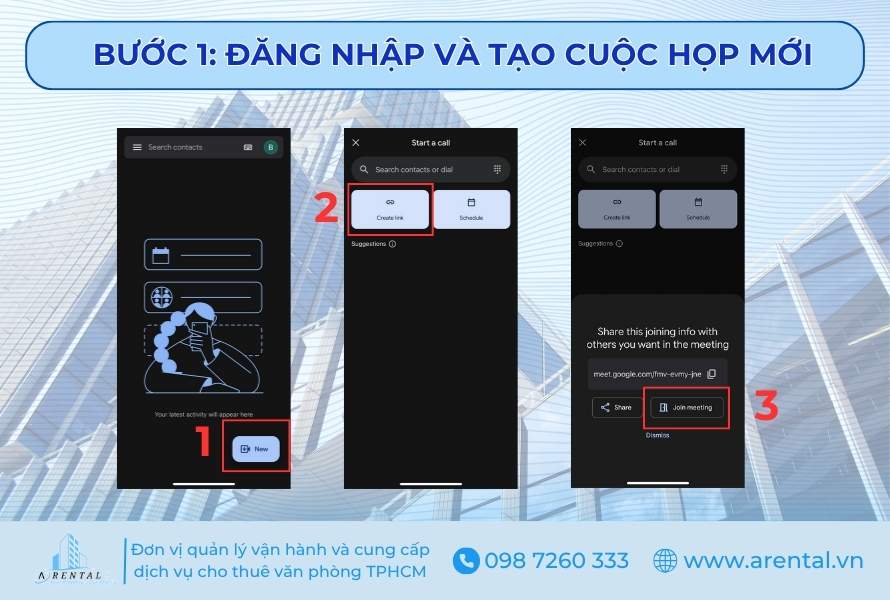 Bước 1. Đăng nhập và tạo cuộc họp Google Meet mới.