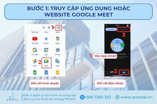 Bước 1. Truy cập ứng dụng hoặc website Google Meet.