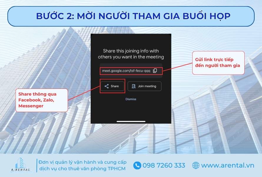 Bước 2. Mời người tham gia buổi họp.