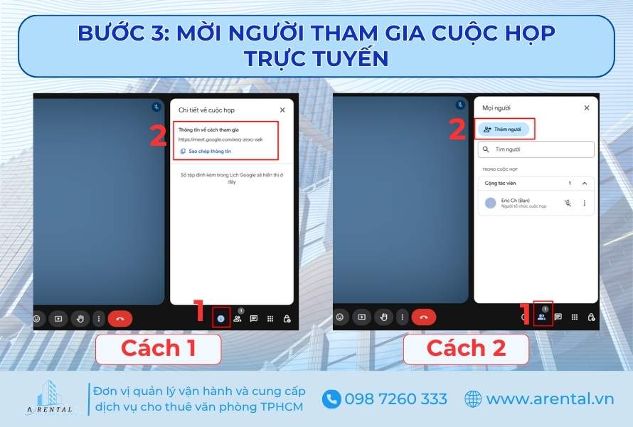Bước 3. Mời người tham gia cuộc họp trực tuyến Google Meet.