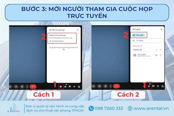 Bước 3. Mời người tham gia cuộc họp trực tuyến Google Meet.