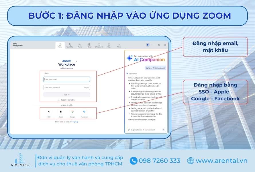 Bước 1. Đăng nhập vào ứng dụng Zoom.