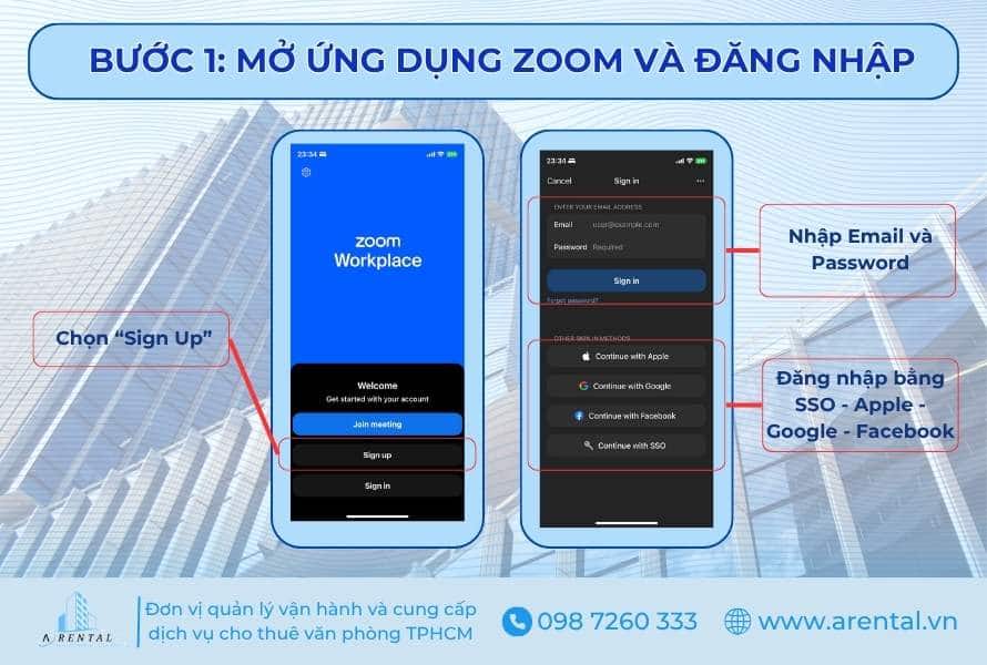 Bước 1. Mở ứng dụng Zoom trên điện thoại và đăng nhập.