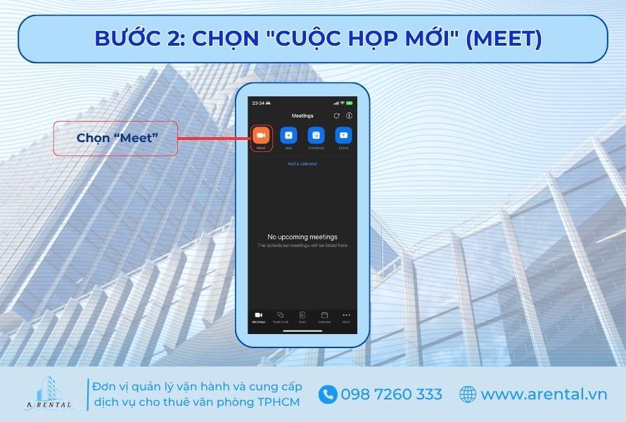 Bước 2. Chọn cuộc họp mới (Meet).