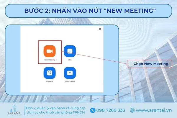Bước 2. Nhấn vào nút 'New Meeting' để tạo phòng họp trực tuyến zoom.