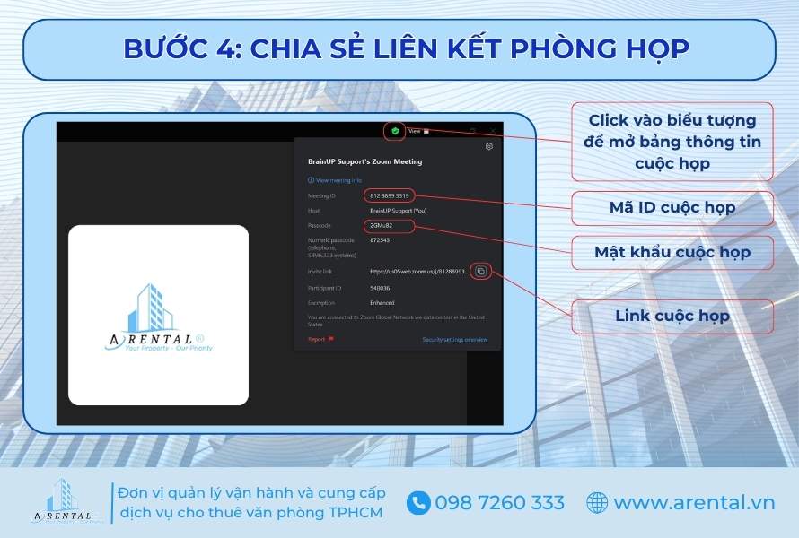 Bước 4. Chia sẻ liên kết phòng họp Zoom.