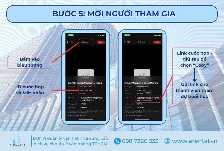 Bước 5. Mời người tham gia cuộc họp qua Zoom.