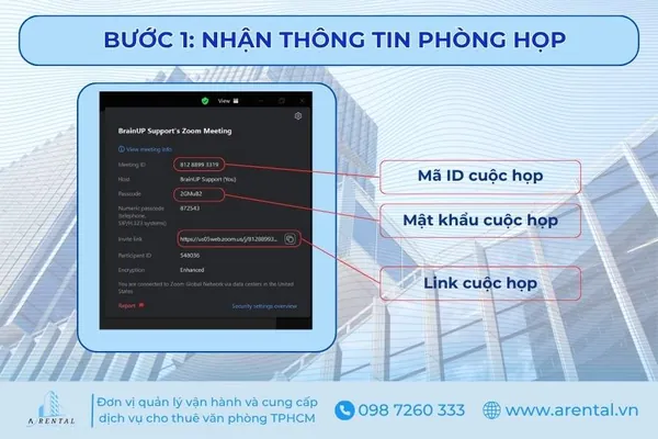 Nhận thông tin phòng họp Zoom trực tuyến.