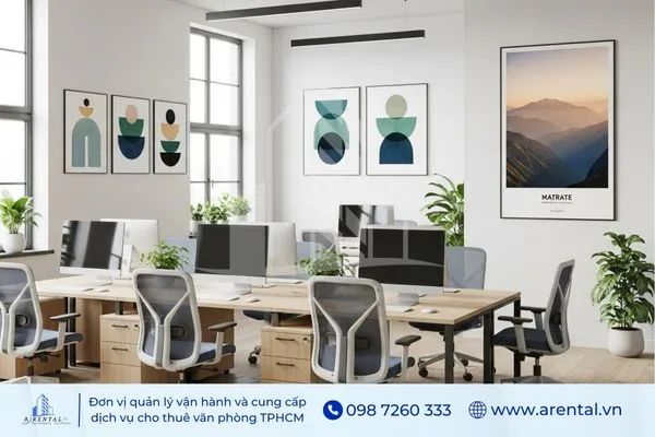 Cách trang trí phòng làm việc với tranh poster nghệ thuật phối màu nhã nhặn, giúp văn phòng thêm tinh tế và cuốn hút.