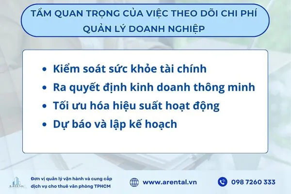 Tầm quan trọng của việc theo dõi chi phí quản lý doanh nghiệp.