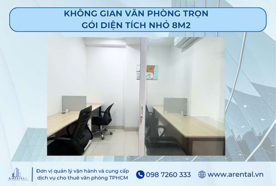 Không gian văn phòng trọn gói diện tích 8m2 cho 4 nhân sự.