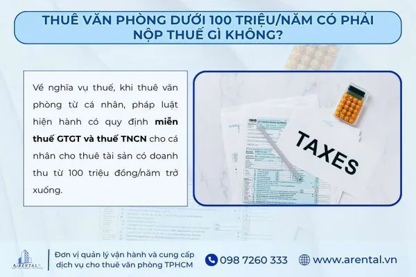 Thuê văn phòng dưới 100 triệu/năm được miễn thuế GTGT và thuế TNCN.