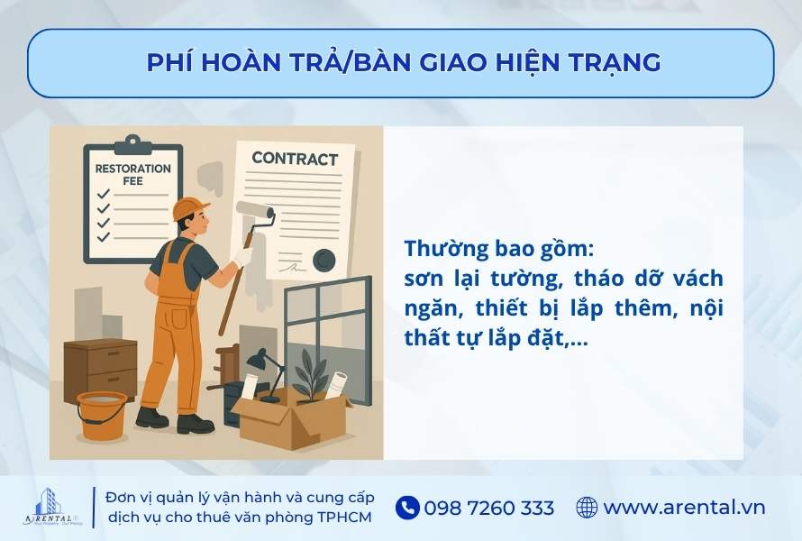 Phí hoàn trả/bàn giao hiện trạng văn phòng khi kết thúc hợp đồng thuê.
