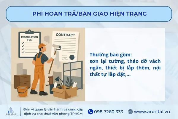 Phí hoàn trả/bàn giao hiện trạng văn phòng khi kết thúc hợp đồng thuê.