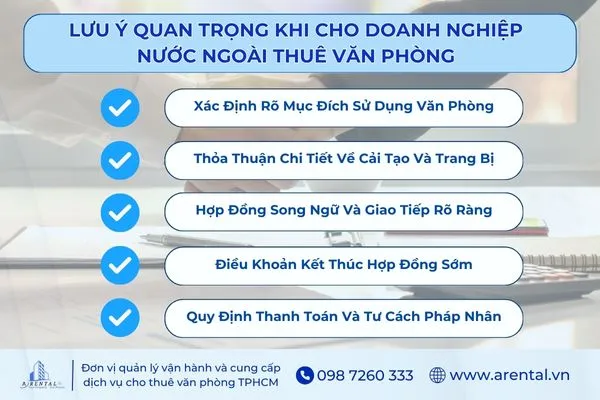 Lưu ý quan trọng cần nắm khi cho công ty nước ngoài thuê văn phòng tại Việt Nam.