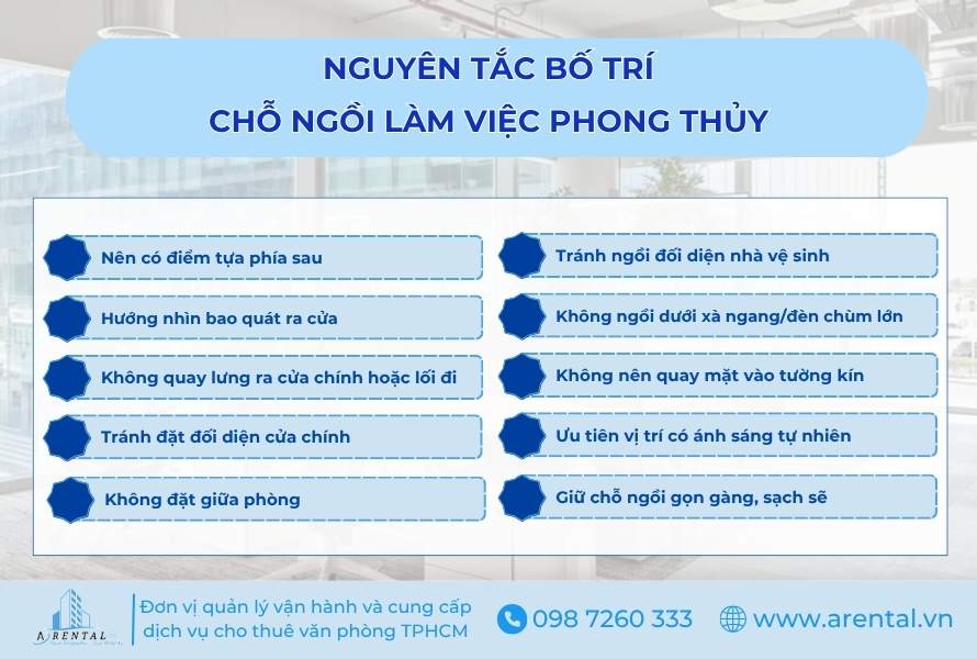 Nguyên tắc bố trí chỗ ngồi làm việc phong thủy.