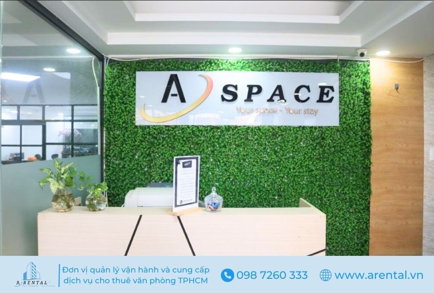 Khu vực đón tiếp khách hàng tại A Space Office Quận 2.