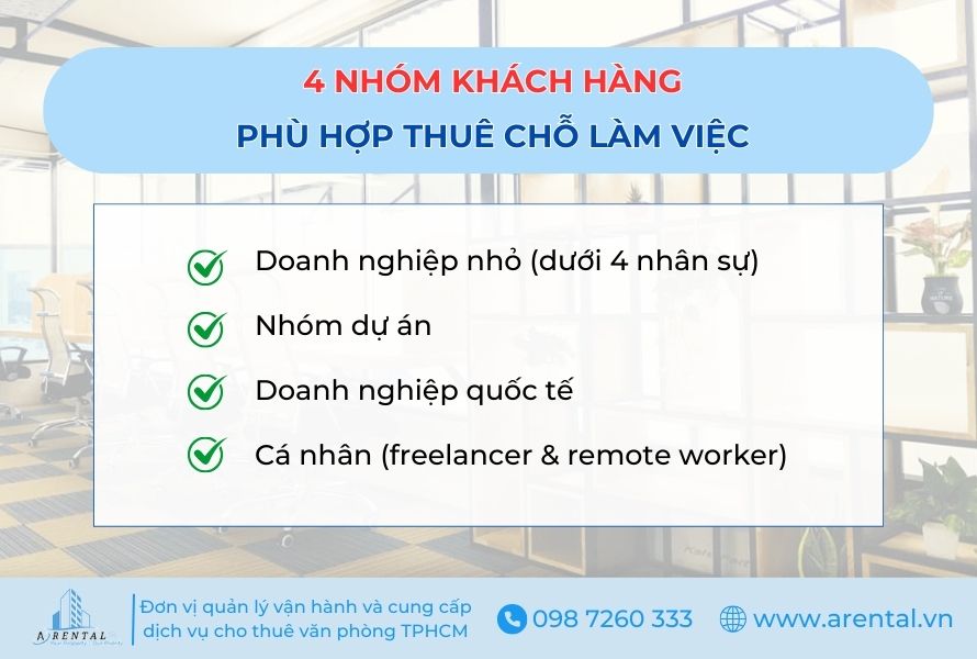 4 nhóm khách hàng thích hợp sử dụng dịch vụ cho thuê chỗ ngồi làm việc tại TPHCM.