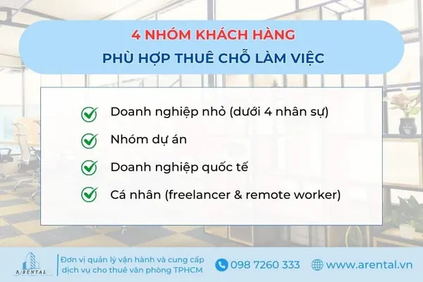 4 nhóm khách hàng thích hợp sử dụng dịch vụ cho thuê chỗ ngồi làm việc tại TPHCM.
