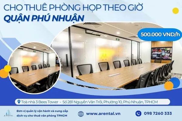 Phòng họp Phú Nhuận với sức chứa tối đa 20 người.