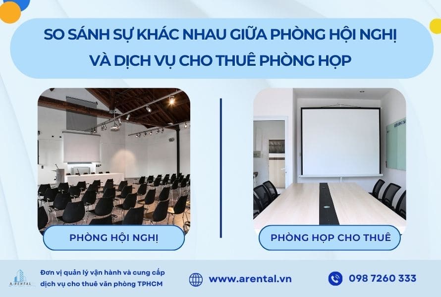 So sánh sự khác nhau giữa phòng hội nghị và dịch vụ cho thuê phòng họp.