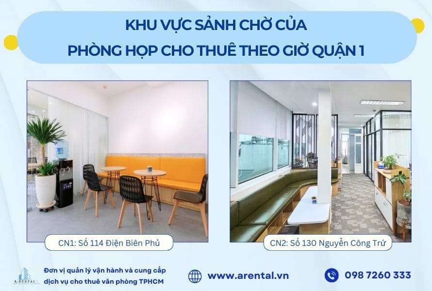 Không gian khu vực sảnh chờ tại phòng họp Quận 1.