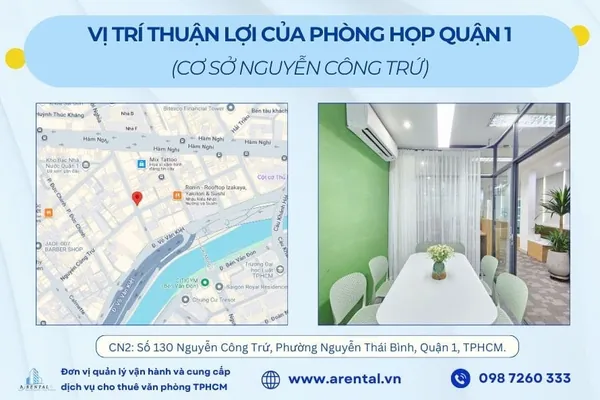 Vị trí của phòng họp Quận 1 - chi nhánh 130 Nguyễn Công Trứ.