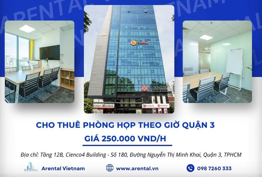 Giá dịch vụ cho thuê phòng họp theo giờ Quận 3.