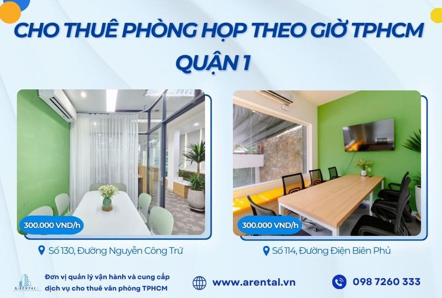 Dịch vụ cho thuê phòng họp TPHCM - khu vực Quận 1 có mức giá 300.000 VND/h.