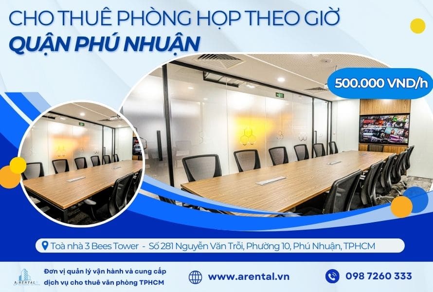 Không gian phòng họp cho thuê theo giờ HCM - Phú Nhuận.