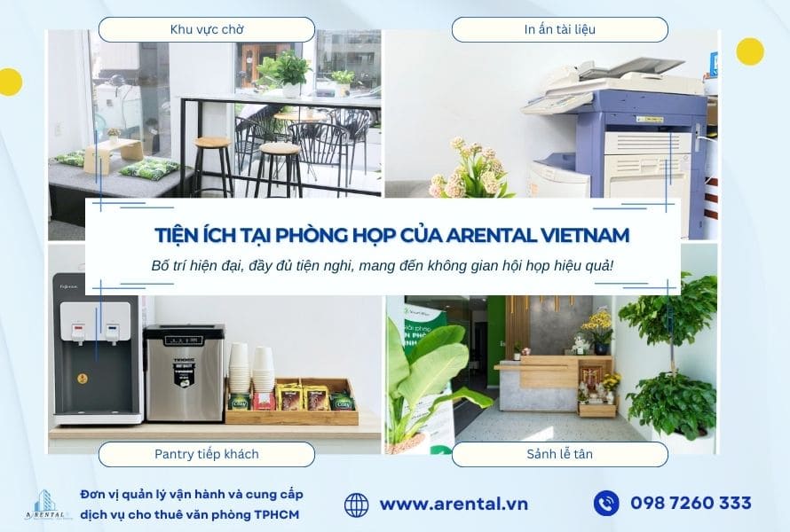 Tiện ích văn phòng hỗ trợ khách hàng khi thuê phòng họp.