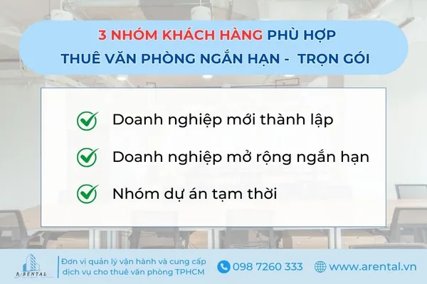 Nhóm khách hàng phù hợp để thuê văn phòng trọn gói ngắn hạn.