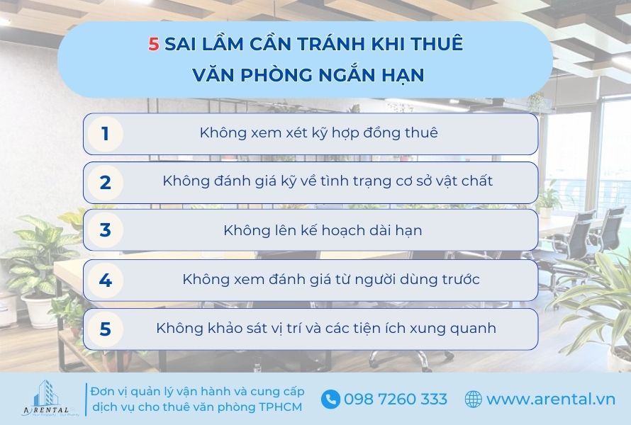 5 sai lầm cần tránh khi thuê văn phòng ngắn hạn.