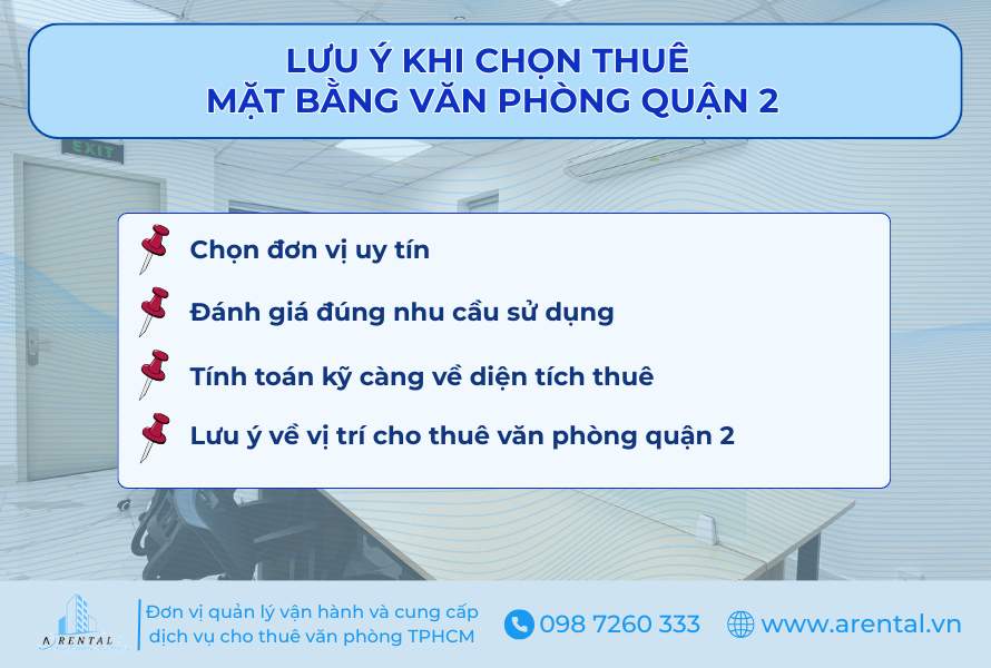 Lưu ý quan trọng khi thuê văn phòng Quận 2