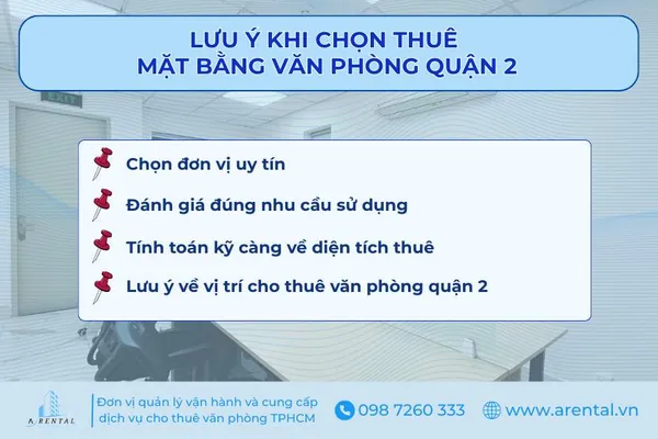 Lưu ý quan trọng khi thuê văn phòng Quận 2 