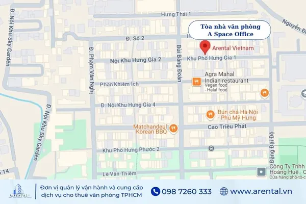 Vị trí địa chỉ văn phòng cho thuê Quận 7 do Arental Vietnam cung cấp.