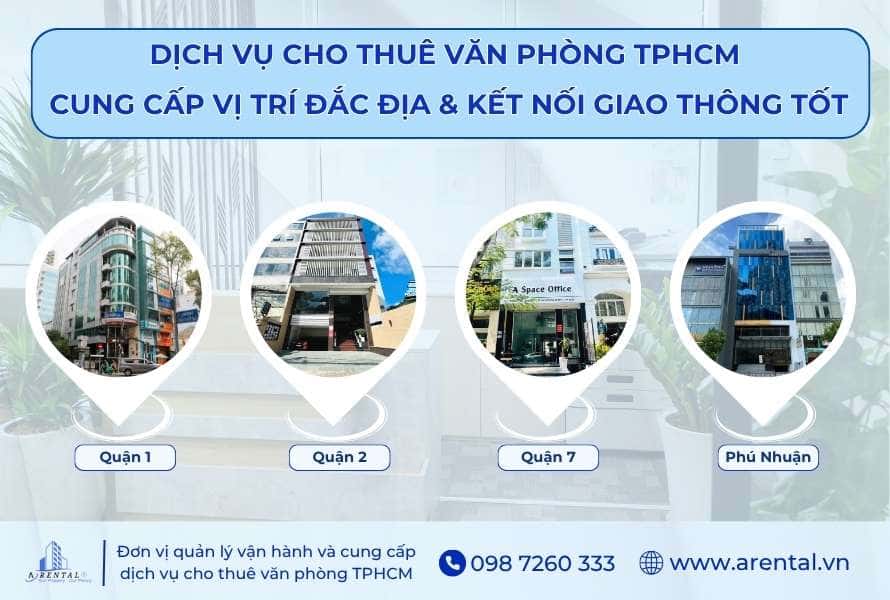 Hệ thống địa điểm cho thuê văn phòng giúp doanh nghiệp dễ dàng kết nối nhiều khu vực trọng điểm tại TPHCM.