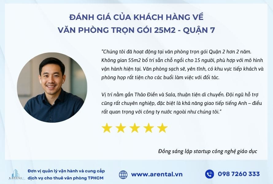 Đánh giá từ khách hàng sử dụng dịch vụ văn phòng trọn gói TPHCM - Quận 7.