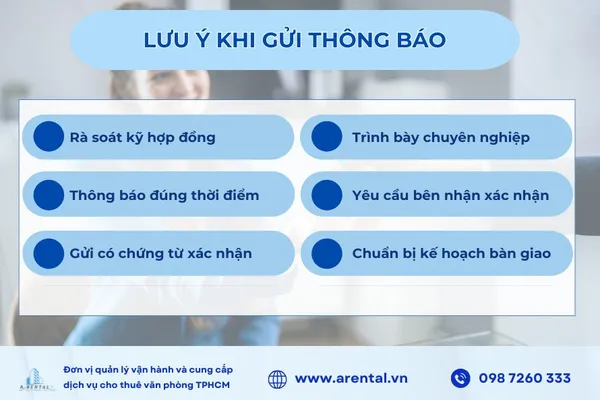 Lưu ý khi gửi thông báo chấm dứt hợp đồng thuê văn phòng.